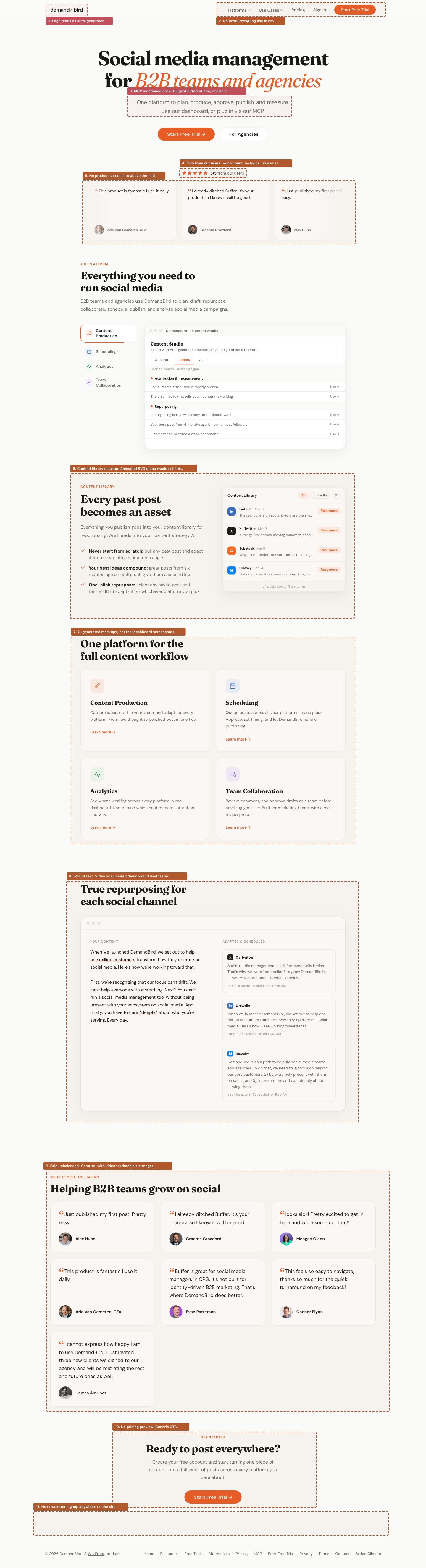 DemandBird website at Desktop (1440px)